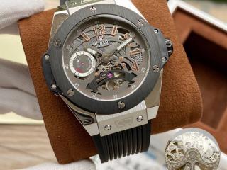 ウブロ時計 アナログ自動巻BIG BANG MECA-10 ムーブメント時計 レアルゴムのバンド トップムーブメント幅44mm 灰色文字盤