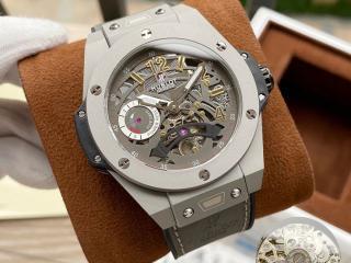 ウブロ時計 アナログ自動巻 灰色バンド BIG BANG MECA-10 [文字盤]灰色　[ケース]シルバー 幅44mm