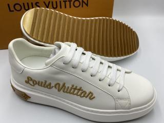 ルイヴィトン 男女兼用 運動靴 LOUIS VUITTON刺繍文字ゴールド色 カジュアルシューズ　35-44選択可