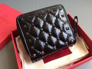 【VL0649-1】 VALENTINO N級 ヴァレンティノ 財布 スーパーコピー ロックスタッズ 羊革 レディース 二つ折り財布
