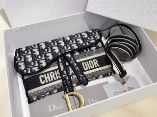 【S5647CRIW_M928】 DIOR ディオール バッグ コピー  ブルー “SADDLE” ディオール オブリーク ポシェット レディース ショルダーバッグ