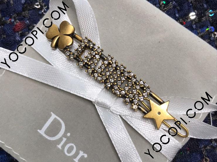 Dior J'ADIOR ホワイトクリスタル&クローバー&星 ブローチ_ディオール