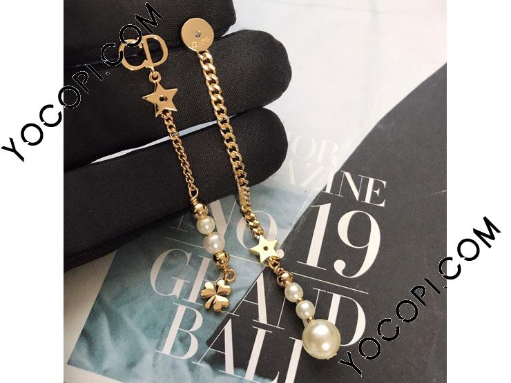 Dior Tribale イヤリング ホワイトビーズ&星♪チェーン*ピアス_