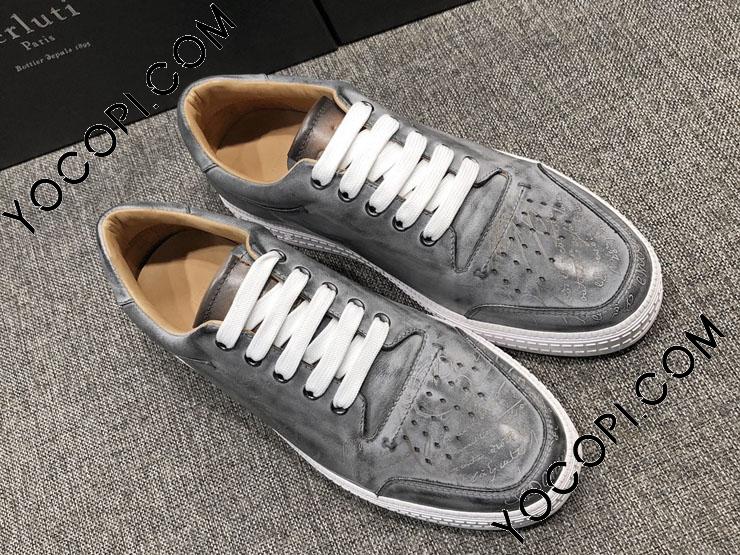 B*張様 ベルルッティ　プレイタイム　アイスグレー Berluti】プレイタイム スクリット レザースニーカー (Berluti
