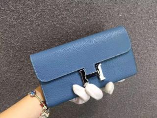 エルメスコンパクト財布 Hermes　輸入牛革（レイシ皮模様）長財布 折りたたみ財布　シルバー金具