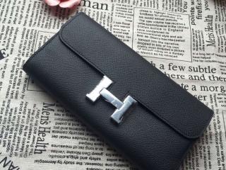 エルメスコンパクト財布 Hermesヴォー・エプソン長財布 折りたたみ財布　輸入牛革シルバー金具