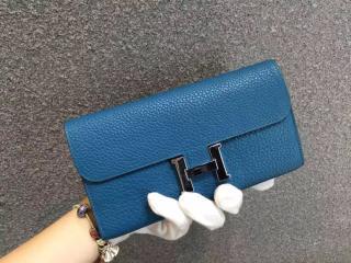 エルメスコンパクト財布 Hermes　輸入牛革（レイシ皮模様）長財布 折りたたみ財布　シルバー金具