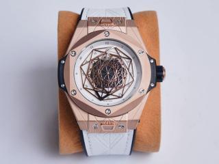 BIG BANG自動巻き時計 Hublot腕時計 415.NX.1112.VR.MXM16 ウブロ時計 幅45ｍｍ [文字盤]白い色[ケース]ピンクゴールド [ベルト]白い色