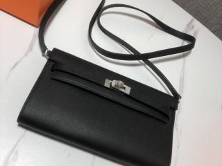 HERMES KellyエルメスバッグWoc-Kellyヴォーエプソン ★激レア 定番ケリーバッグ Epsom肩ひも取り外し可能 シルバー金具