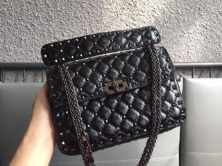 【ZW2B0122ARD0NO-1】 VALENTINO N級 ヴァレンティノ バッグ スーパーコピー ROCKSTUD SPIKE ロックスタッズ スパイク フルオカーフスキン ミディアムバッグ 2サイズ可選択