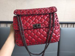 【ZW2B0122ARD0NO-2】 VALENTINO N級 ヴァレンティノ バッグ コピー ROCKSTUD SPIKE ロックスタッズ スパイク フルオカーフスキン ミディアムバッグ 2サイズ可選択