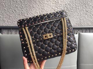 【ZW2B0122ARD0NO-4】 VALENTINO N級 ヴァレンティノ バッグ コピー ROCKSTUD SPIKE ロックスタッズ スパイク フルオカーフスキン ミディアムバッグ 2サイズ可選択
