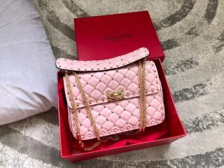 【ZW2B0122ARD0NO-9】 VALENTINO N級 ヴァレンティノ バッグ スーパーコピー ROCKSTUD SPIKE ロックスタッズ スパイク フルオカーフスキン ミディアムバッグ 2サイズ可選択