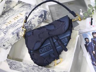 【M0446CWAH_M928】 DIOR N級 ディオール バッグ コピー 20SS “SADDLE” カモフラージュ 刺繍 キャンバス バッグ レディース ショルダーバッグ 3色可選択 ブルー