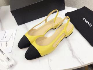 2020SS新品シャネルスキンパンプス CHANELサンダル・ミュール スリングバック 牛革 選べる12カラー イエロー＆ブラック