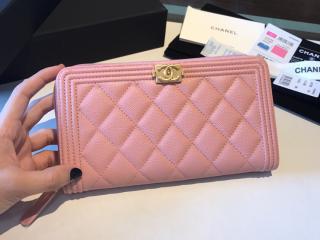 【A80288-5】 BOY CHANEL ボーイ シャネル 長財布 コピー Zip Wallet グレインド ラムスキン レディース ラウンドファスナー財布 9色可選択