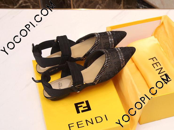 フェンディ【FENDI】コリブリ FF メッシュ レザー サボ