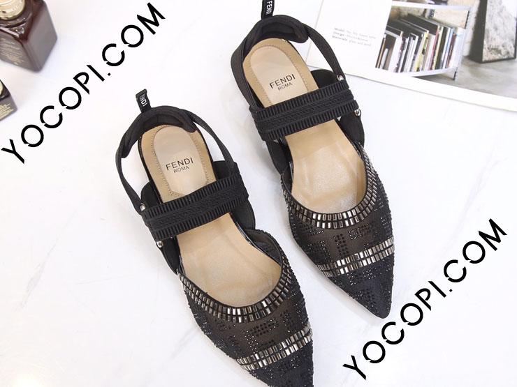 フェンディ【FENDI】コリブリ FF メッシュ レザー サボ