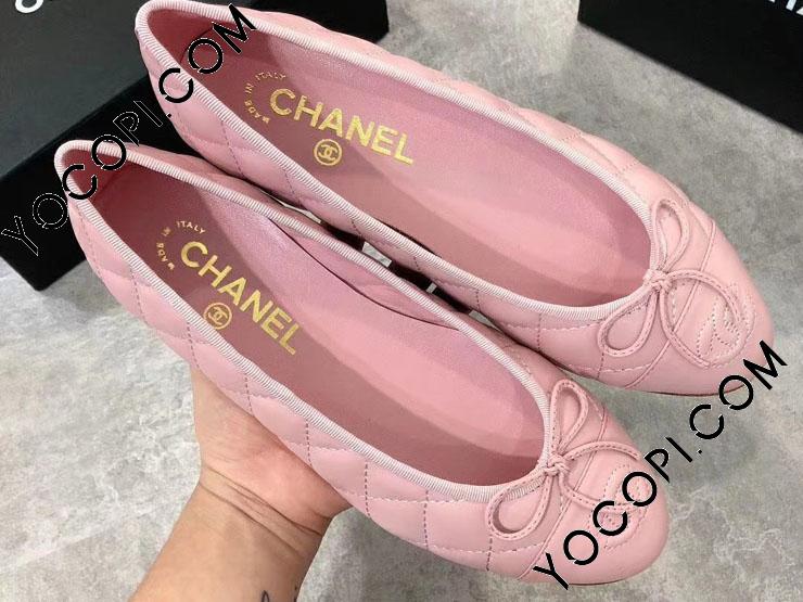 CHANELピンクバレーシューズ