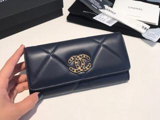 【AP0953-1】 20新作 CHANEL 19 シャネル 財布 コピー フラップ ウォレット シャイニー ゴートスキン レディース 二つ折り財布 7色可選択