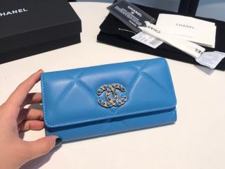 【AP0953-4】 20新作 CHANEL 19 シャネル 財布 コピー フラップ ウォレット シャイニー ゴートスキン レディース 二つ折り財布 7色可選択