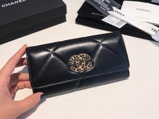 【AP0953-6】 20新作 CHANEL 19 シャネル 財布 コピー フラップ ウォレット シャイニー ゴートスキン レディース 二つ折り財布 7色可選択