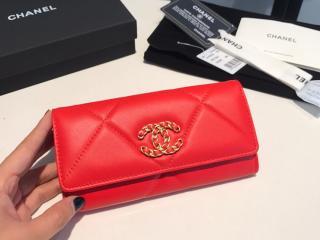 【AP0953-7】 20新作 CHANEL 19 シャネル 財布 スーパーコピー フラップ ウォレット シャイニー ゴートスキン レディース 二つ折り財布 7色可選択