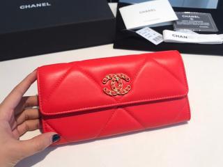 【AP0955-7】 20新作 CHANEL 19 シャネル 財布 スーパーコピー ロング フラップ ウォレット ラムスキン レディース 二つ折り財布 7色可選択
