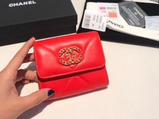 【AP1064-7】 CHANEL 19 シャネル 財布 スーパーコピー スモール フラップ ウォレット ラムスキン レディース 三つ折り財布 7色可選択