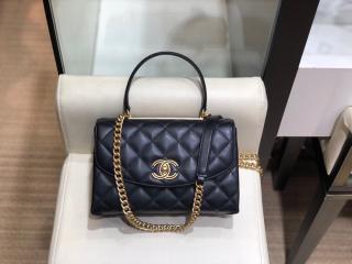 【AS1175 B01513 94305】 CHANEL シャネル バッグ スーパーコピー トップハンドル フラップバッグ ラムスキン レディース ショルダーバッグ ブラック