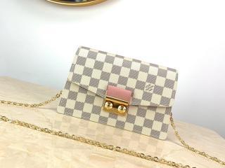 【N60357】 LOUIS VUITTON ルイヴィトン ダミエ・アズール 財布 スーパーコピー CROISETTE ポルトフォイユ・クロワゼット チェーン レディース 財布 2色可選択 ローズ・バレリーヌ
