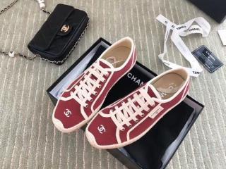シャネル フラットシューズ CHANELズック CCロゴ女性靴 4色選択可 サイズ：225-245 ワインレッド