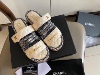 【カジュアルで可愛い♪】CHANEL サンダル CCマーク CHANEL Vintage CC Mark Logo Sandals #36.5-37 Mesh Blue White