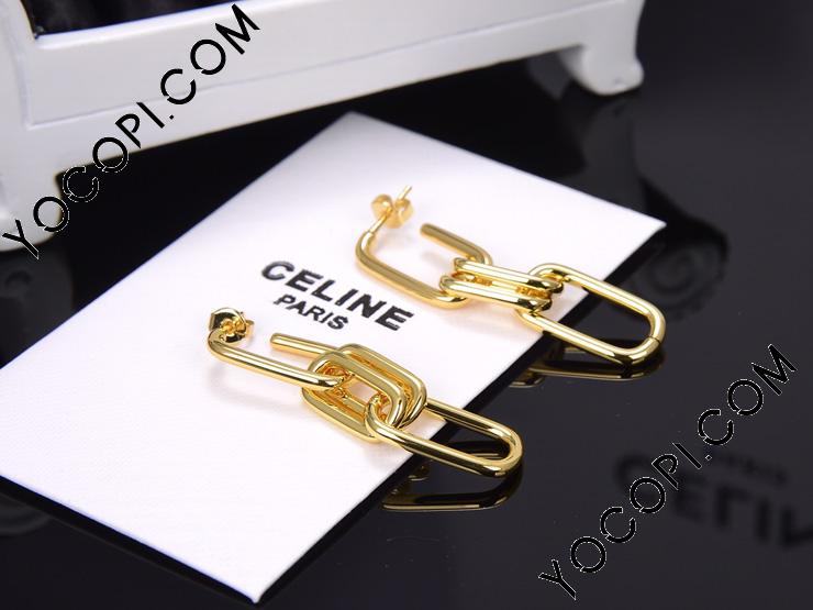 セリーヌ イヤリング チェーン 揺れる CELINE 長ピアス_