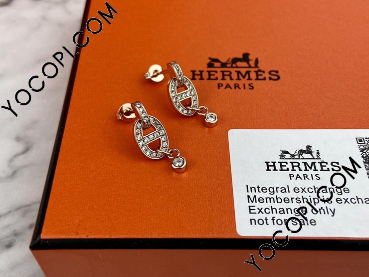 エルメス イヤリング HERMESピアス アクセサリー シルバー、ピンク ...