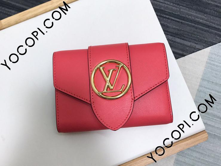 LOUIS VUITTON 三つ折り財布 ポンヌフ コンパクト ピンク レザー