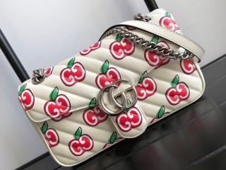 【443497 1W9AN 9086】 GUCCI グッチ バッグ スーパーコピー 20新作 〔GGマーモント〕 GGアップルプリント スモールショルダーバッグ