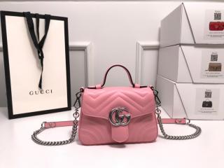 【547260 DTDIP 5815】 GUCCI グッチ バッグ スーパーコピー 20新作 〔GGマーモント〕ミニ トップハンドルバッグ ショルダーバッグ 2色可選択 パステルピンク