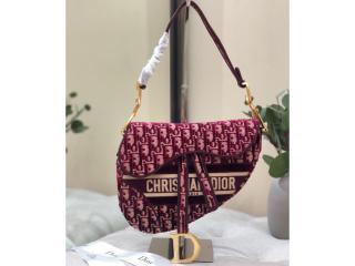 【M0446CWVF_M974】 DIOR ディオール バッグ コピー Saddle バッグ ディオール オブリーク エンブロイダリー ベルベット ハンドバッグ