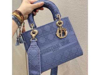 【M0565OREY】 DIOR ディオール バッグ コピー Lady D-Lite ミディアムバッグ カナージュ エンブロイダリー ショルダーバッグ