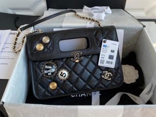 【AS1430 B02436 94305】 CHANEL シャネル バッグ スーパーコピー 20新作 エイジド カーフスキン & チャーム フラップ バッグ ブラック