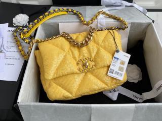 【AS1160-3】 CHANEL シャネル バッグ スーパーコピー 20新作 CHANEL 19 スパンコール & カーフスキン フラップ バッグ ショルダーバッグ 4色可選択
