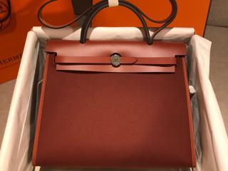 ラスト1点★送料込【HERMES】Herbag 31 ショルダーバッグ Hermes Herbag Zip Leather and Toile 31 Purple 2654781