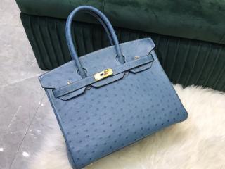 【ostrichbk05】 Hermes エルメス バッグ コピー Birkin バーキン30/35 パシュマン オーストリッチ ダチョウ紋 シルバー/ゴールド金具 6色可選択