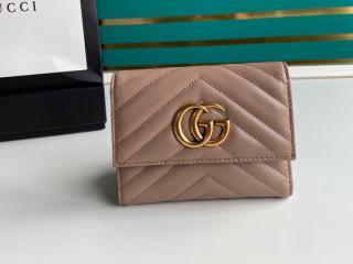 【474802-2】 GUCCI グッチ 財布 スーパーコピー Marmont GGマーモント マトラッセ ウォレット レディース 三つ折り財布 2色可選択
