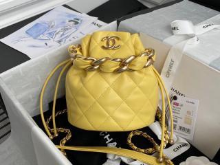 【AS2390 B05101 yellow】 CHANEL シャネル バッグ スーパーコピー 21新作 シャイニー ラムスキン ハンドバッグ レディース ショルダーバッグ 3色可選択