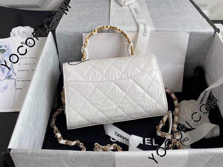 【AS2477 B05514 10601】 CHANEL シャネル バッグ コピー 21新作 クランプル ラムスキン トップハンドル ミニ