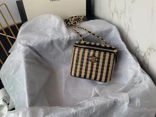 【AP1998-3】 CHANEL シャネル バッグ コピー 21新作 ラフィア スモール ヴァニティー ケース レディース ショルダーバッグ 3色可選択