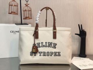 【190062DHW.02NT】 CELINE セリーヌ バッグ コピー 21新作 サントロペ ホリゾンタル カバ / プリント キャンバス & カーフスキン ナチュラル / タン トートバッグ