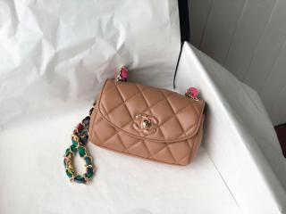 【AS2369-4】 CHANEL シャネル バッグ コピー 21春夏新作 ラムスキン & ミックス ファイバー スモール フラップ バッグ ショルダーバッグ 4色可選択